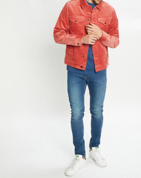 Veste Trucker en Velours Côtelé rouge