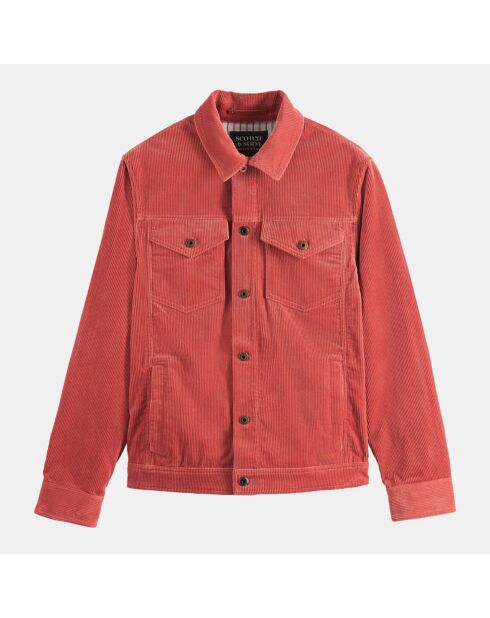 Veste Trucker en Velours Côtelé rouge