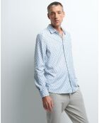 Chemise slim Coquillage imprimée blanc/bleu