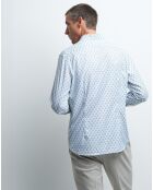 Chemise slim Coquillage imprimée blanc/bleu