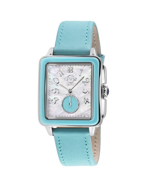 Montre Quartz Femme Bari Viva en Cuir & Diamants 0.02 ct turquoise