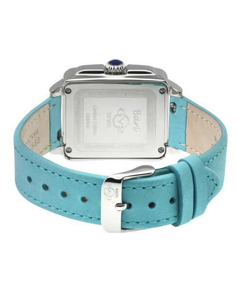 Montre Quartz Femme Bari Viva en Cuir & Diamants 0.02 ct turquoise