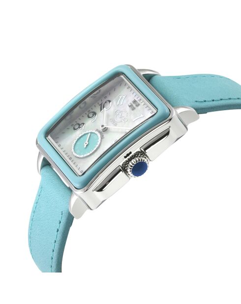 Montre Quartz Femme Bari Viva en Cuir & Diamants 0.02 ct turquoise