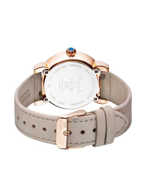 Montre Quartz Femme Marsala Tortoise en Cuir & Diamants 0.063 ct beige