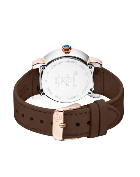 Marsala Tortoise Quarzuhr für Damen aus Leder und Diamanten 0,063 ct braun