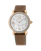 Montre Quartz Femme Ravenna  en Cuir & Diamants 0.04 ct marron