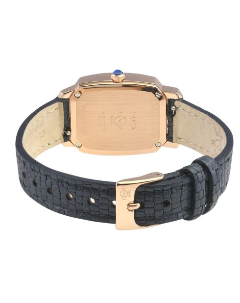 Montre Quartz Femme Pavia en Cuir & Diamants bleue