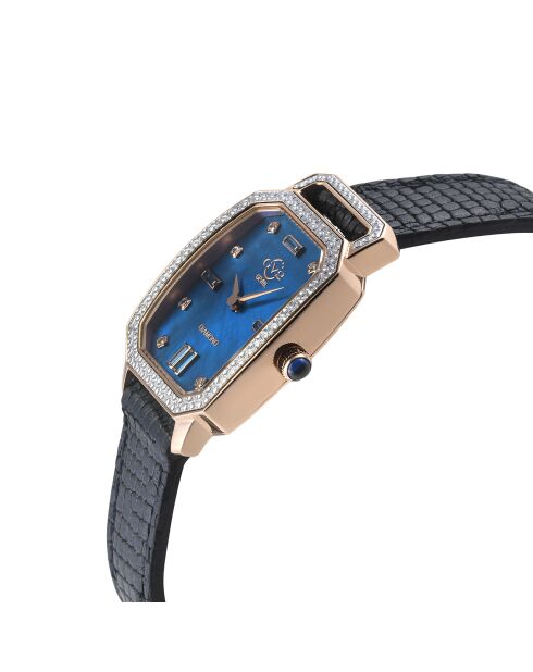 Montre Quartz Femme Pavia en Cuir & Diamants bleue