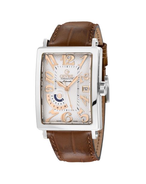 Montre Automatique Homme Avenue of Americas en Cuir marron