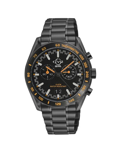 Freccia kwartshorloge voor heren in zwart staal