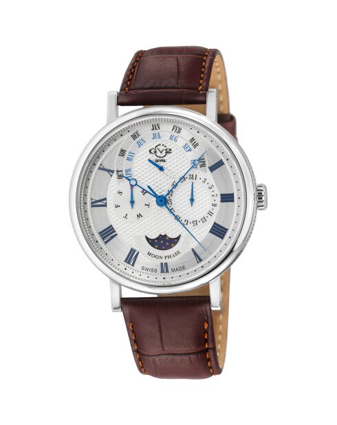 Maestro Quartz herenhorloge in lichtbruin leer