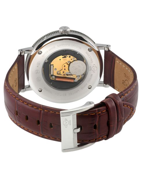 Maestro Quartz herenhorloge in lichtbruin leer