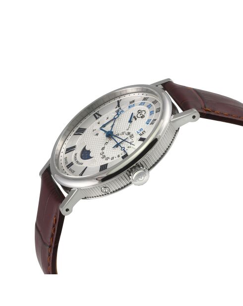 Maestro Quartz herenhorloge in lichtbruin leer