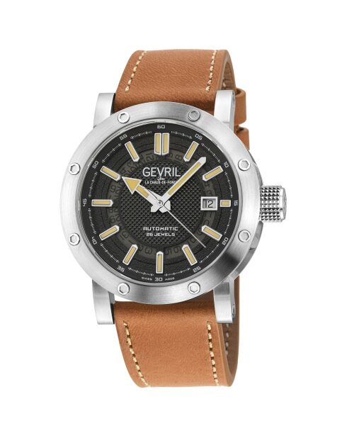 Montre Automatique Homme Flat Iron en Cuir marron