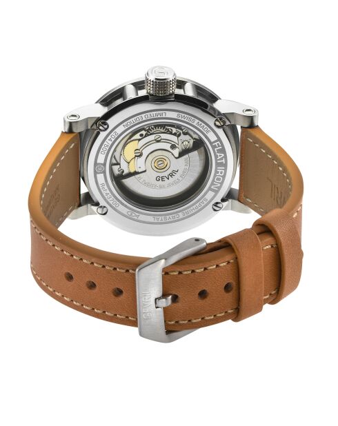 Montre Automatique Homme Flat Iron en Cuir marron