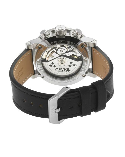 Flat Iron automatisch herenhorloge van zwart leer