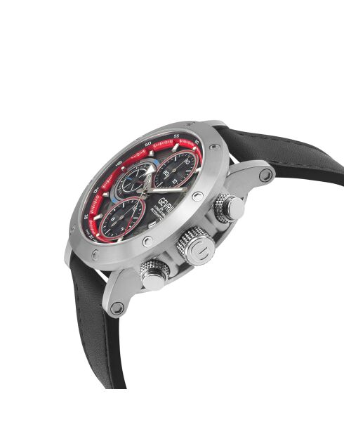 Flat Iron automatisch herenhorloge van zwart leer