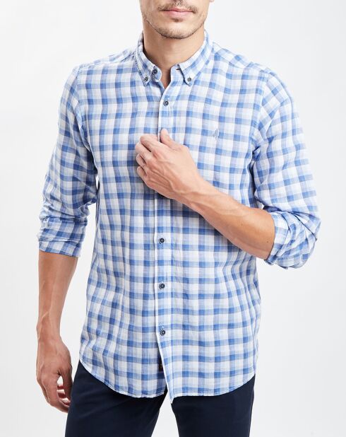 Chemise 100% Lin carreaux bleu/blanc