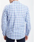 Chemise 100% Lin carreaux bleu/blanc