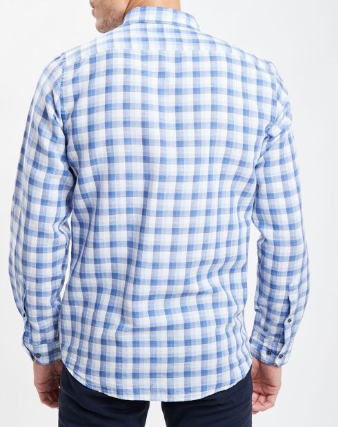 Chemise 100% Lin carreaux bleu/blanc