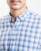 Chemise 100% Lin carreaux bleu/blanc
