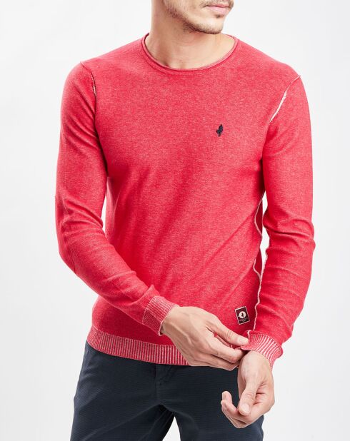 Pull en Coton coutures rouge brique
