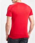 T-Shirt col tunisien rouge