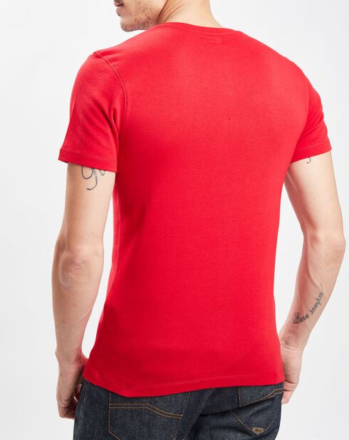 T-Shirt col tunisien rouge