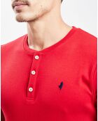 T-Shirt col tunisien rouge