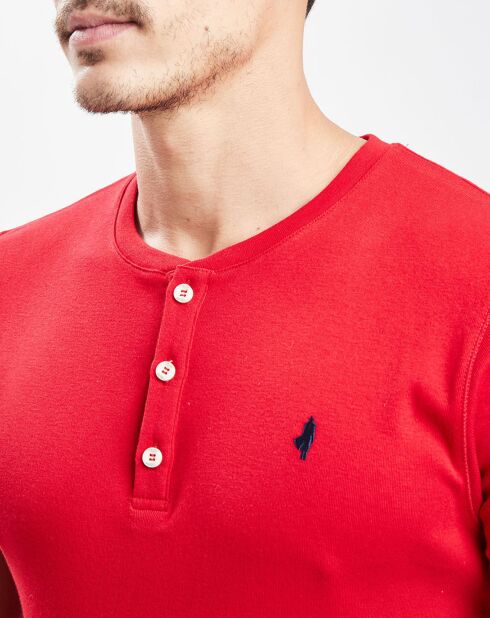 T-Shirt col tunisien rouge