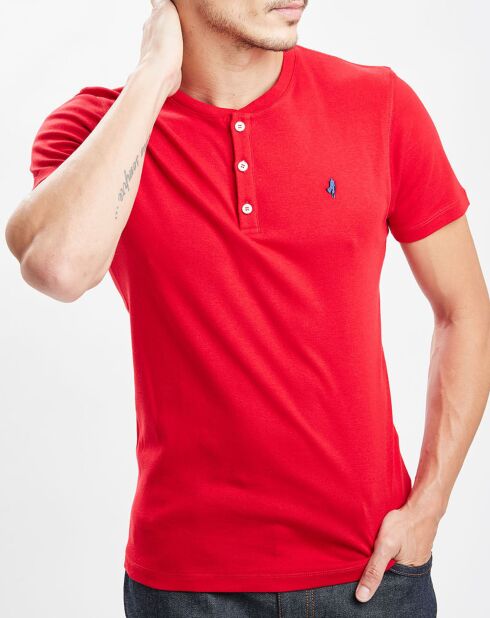 T-Shirt col tunisien rouge