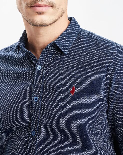 Overhemd met indigo/witte print