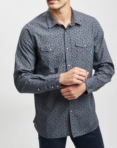 Chemise Cerf Print indigo