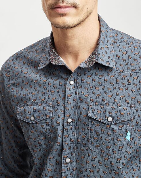 Chemise Cerf Print indigo