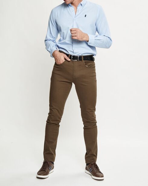 Pantalon regular 5 poches tabac