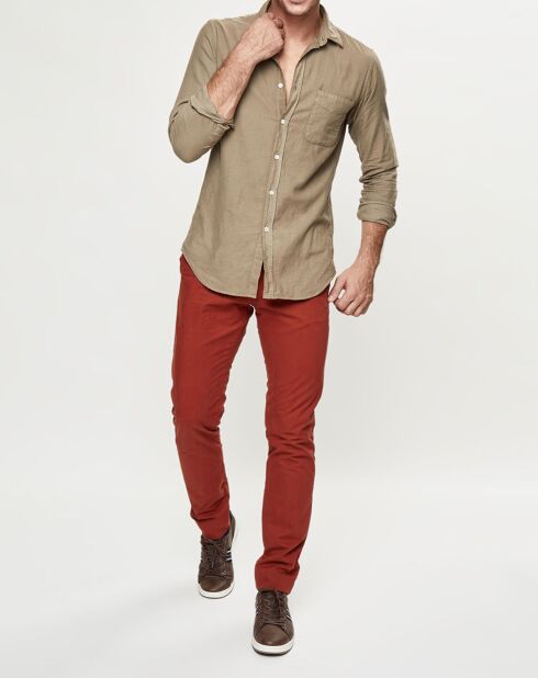 Pantalon chino stretch brique