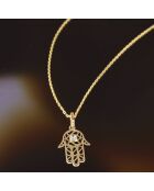 Hand of Fatma Anhänger aus Zirkonia aus Gelbgold