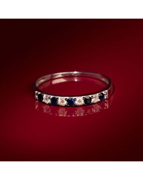 Bague Séoul Diamants 0.11 ct & Saphirs 0.25 ct or blanc
