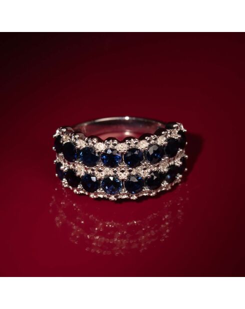Bague Salma Diamants 0.11 ct Saphirs 2.88 cts or blanc