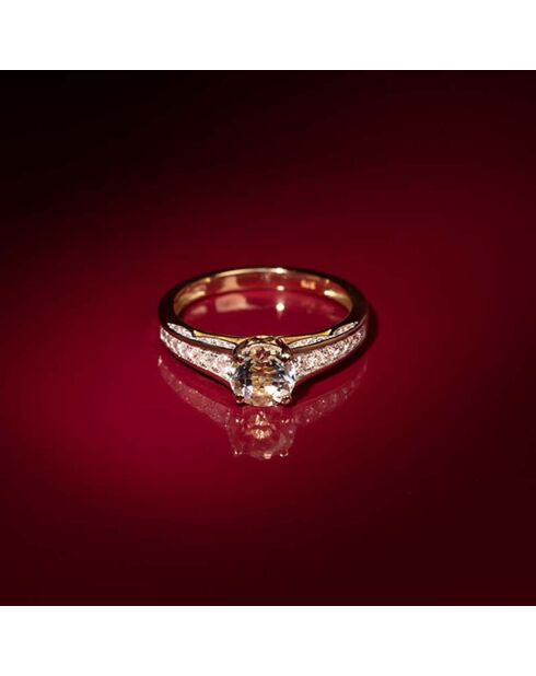 Bague Kriva Diamant 0.21 ct & Topaze blanche 1.43 ct or jaune