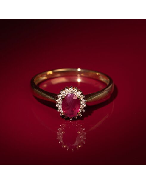 Bague Rubis ovale or jaune