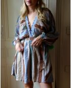 Robe Ruth marron/beige/bleu