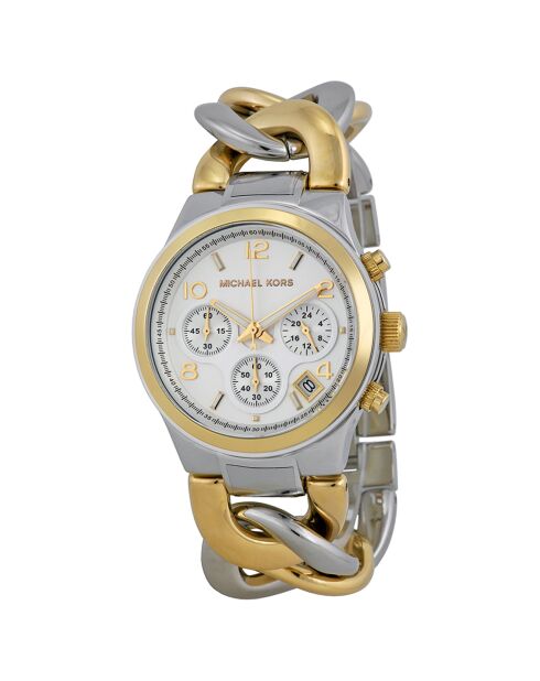 Montre Chronographe Femme en Acier argenté/doré