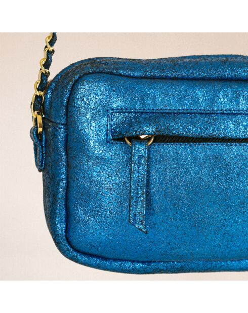 Sac en Cuir Lauper crack worker blue - 18x13 cm