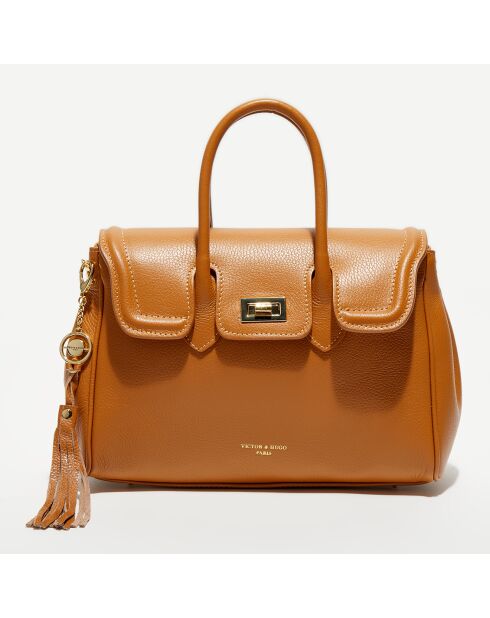 Bolso Bagatelle de piel camel - 31x23x9 cm