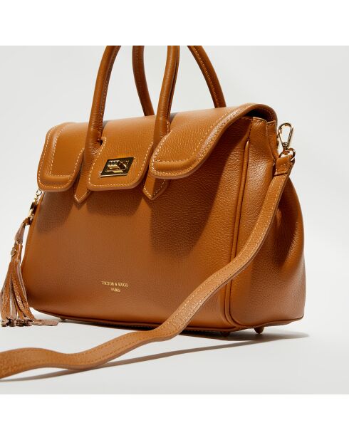 Bolso Bagatelle de piel camel - 31x23x9 cm