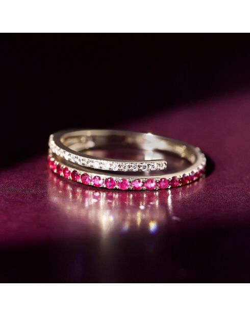 Bague Lyson Diamants 0.06 ct & Rubis 0.27 ct or jaune