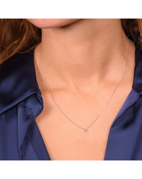 Collier Solitaire Diamant 0.08 ct or blanc