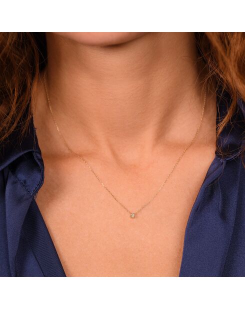 Collier Solitaire Diamant 0.08 ct or jaune