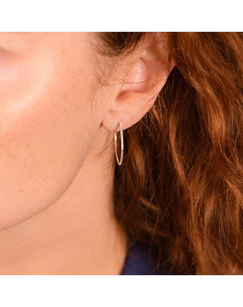 Boucles d'oreilles Créoles Sublimes Diamants 0.10 ct or blanc